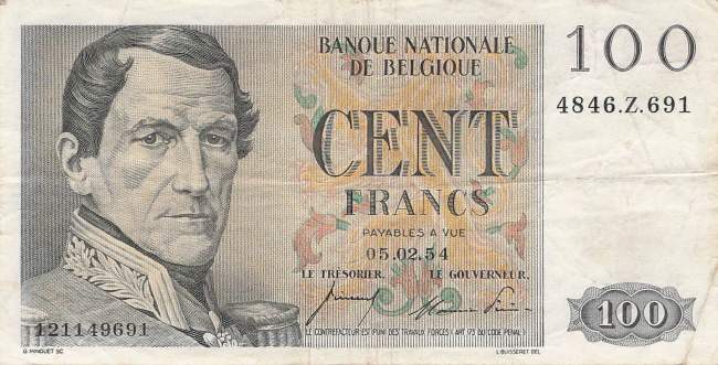 100 Franc 1954 p.129b
